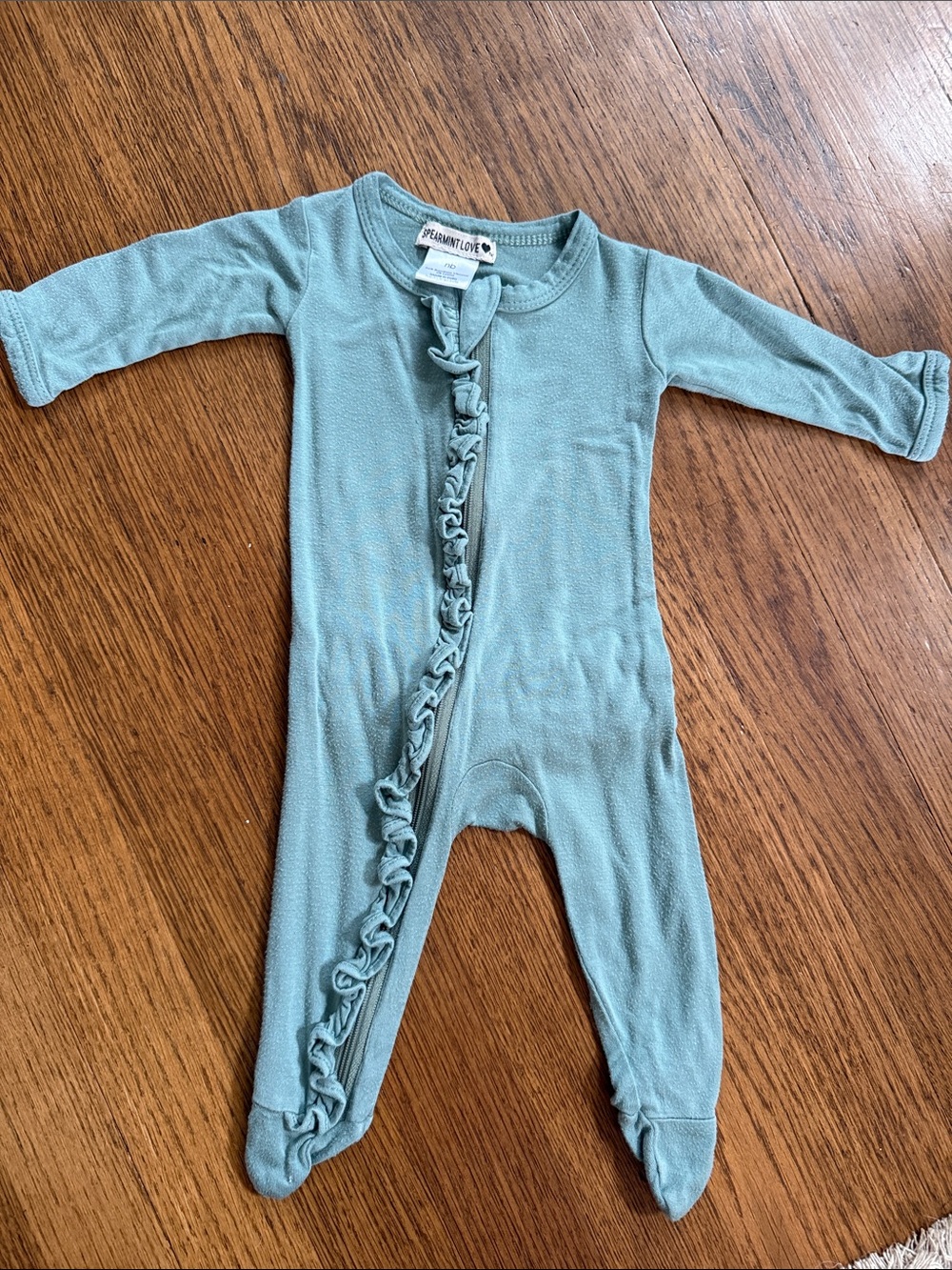 Spearmint Love Ruffle Footie